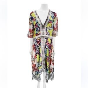 BCBG MAX AZRIA 100% Silk Roselle Printed Hanker-Chief Dress Women’s Extra Small